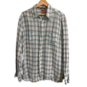 Sundance Linen Plaid Button Down Size XL